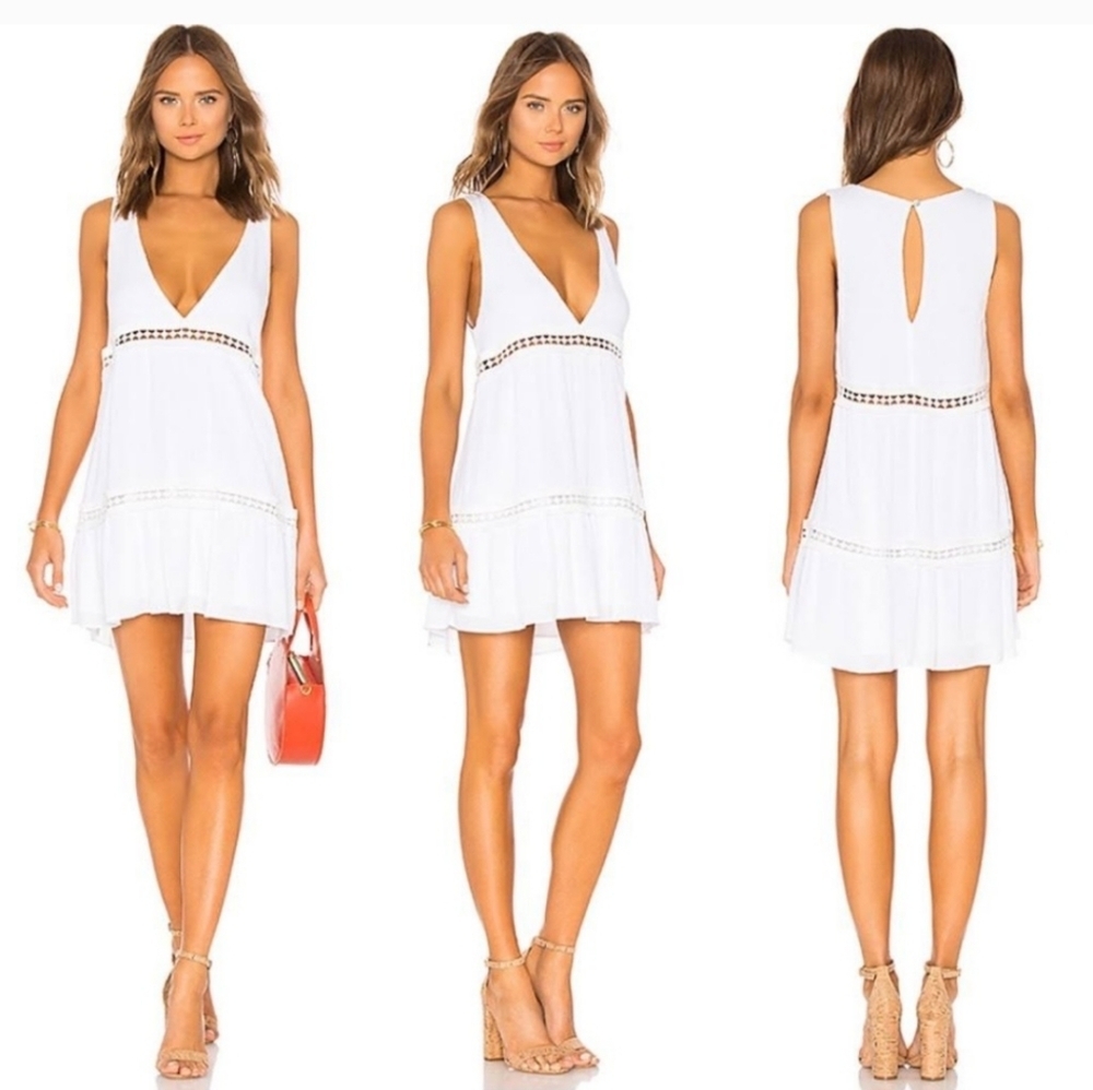 Show Me Your Mumu Lydia Deep V Neck Tank Dress Size XS White Sleeveless Boho